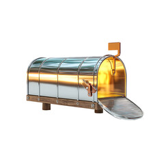 Shiny metallic mailbox with transparent background