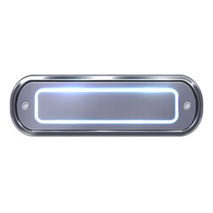 Shiny metallic rectangular shape with illuminated outline on transparent background