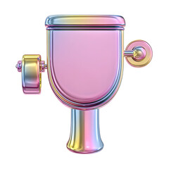 Shiny metallic toilet illustration with transparent background