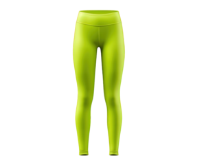 Neon green sports leggings fitness wear activewear slim fit high waist stretchy material modern style isolated on transparency background energetic comfortable