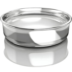 Shiny silver bowl isolated on transparent background with reflection