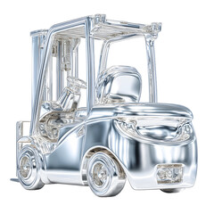 Shiny silver forklift illustration on transparent background