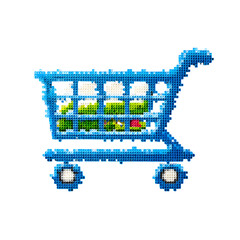 Shopping cart illustration with transparent background for online commerce