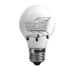 Shopping cart inside light bulb concept for ideas and innovation