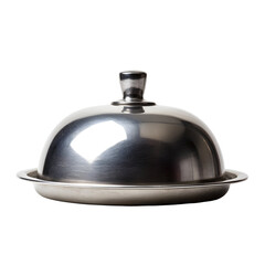 Silver cloche on transparent background for food presentation