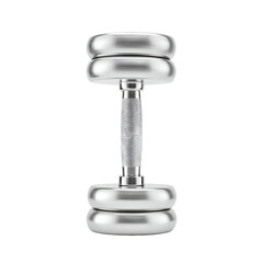 Silver dumbbell illustration isolated on transparent background for fitness and exercise