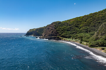 Ka‘āpahu Bay, Maui, Hawaii. The Hana Highway ( The Road to Hana) . Haleakalā / East Maui Volcano, is a shield volcano. 