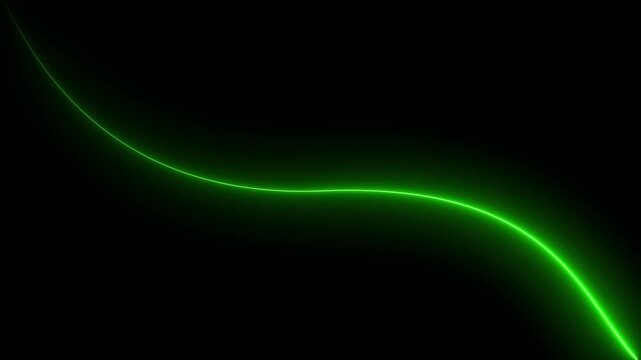 Bright Green Neon Line Curve Abstract Background With Black Background image photo