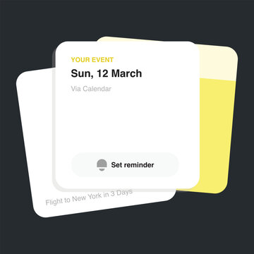 Note card template with stacked reminder cards. Digital planner app for events, schedules, tasks, notifications, alarms. Stock Illustration