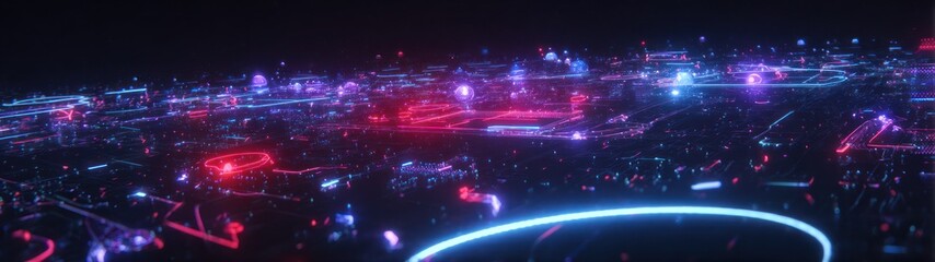 Abstract digital data flow glowing lines and points forming a network