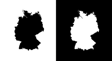 Germany map icons in minimalist black and white inverse design