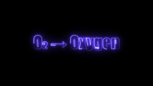 Purple Neon Text O2 Equals Oxygen on Black Background chemical formula chemistry
