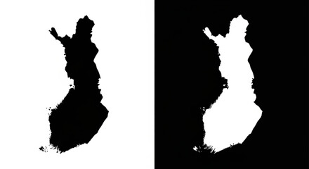 Simple Finland map icons in contrasting black and white design