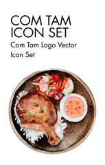 Com tam Logo vector Icon set 
