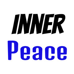 INNER Peace Typography for Commercial Use, Inspirational Phrase Design, Bold Black and Blue Text, Mindful Message, Modern Style, Clean Layout, Digital Artwork for Emotional Wellness and Brand Identity