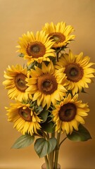 Obraz premium A delicate bouquet of sunflowers with a white background