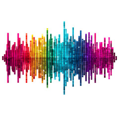 Abstract colorful sound wave graphic with transparent background