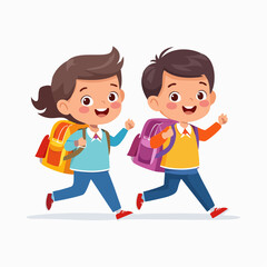 flat design 2 children playing