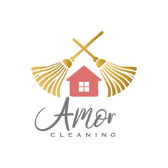Feminine House Cleaning Logo Design Template.