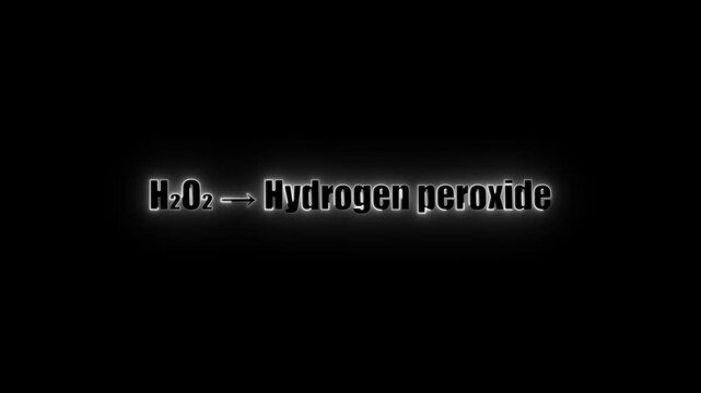H2 O2 Chemical Formula to Hydrogen Peroxide White Glow Text H2O2 chemical reaction