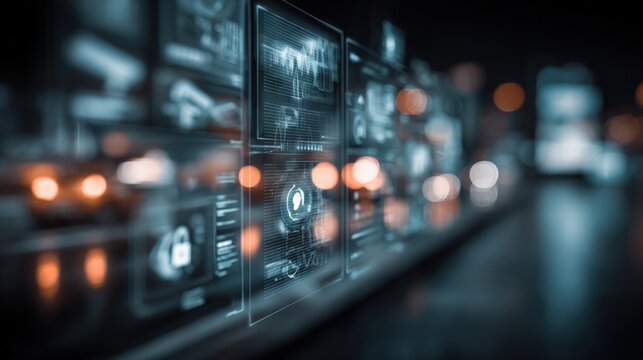 Futuristic Transportation Interface Display with City Traffic, Modern Technology and Innovation for Business Solutions