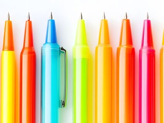 Vibrant Colorful Pens Close Up Rainbow Stationery