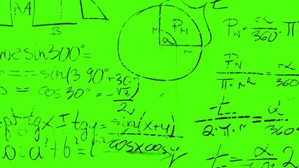 green screen mathematical formula grunge animation, geometric and algebraic math formula, engineering concept - Powered by Adobe