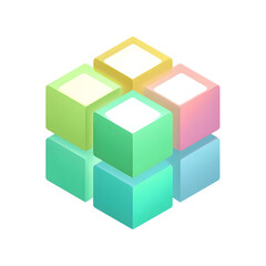 Obraz premium Abstract cube composition with colorful geometric shapes and transparent background