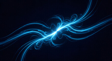 Abstract blue energy waves with glowing light