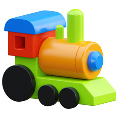 Vibrant Toy Train Isolated on Transparent Backdrop Featuring a Blue Red Green Orange and Black Color Scheme Perfect for Childhood Concepts