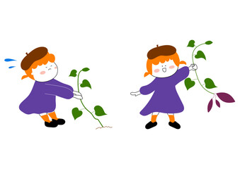 芋ほりする女の子のイラスト素材