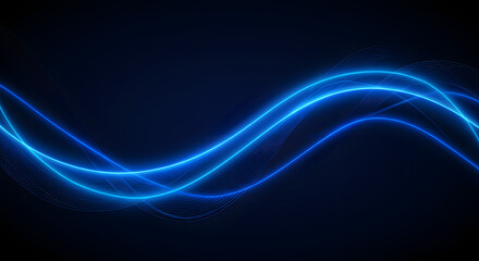 Abstract blue light waves on dark background