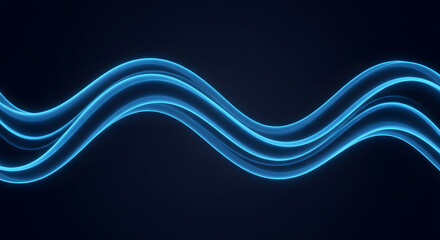Abstract Blue Wavy Lines on Dark Background