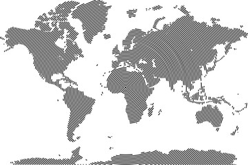 Realistic vector world map round Line shape design. Circle line shape world map in a round style. All continents including Antarctica in a unique graphic design for travel. © Afifa Tazrimin