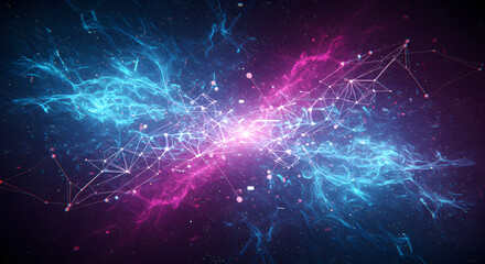 Digital network concept with blue pink energy