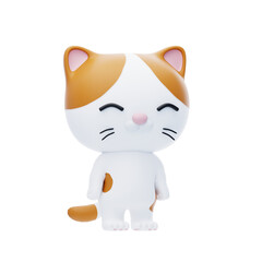 Smiling Cat Character 3D Illustration.