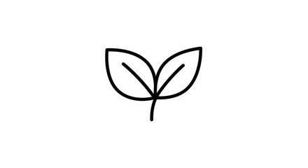 Simple line drawing of two leaves sprouting from a single stem, centered on a white background.