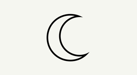 Simple black outline of a crescent moon shape on a plain, off-white background.