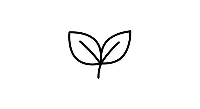 Simple line drawing of two leaves sprouting from a single stem, centered on a white background.