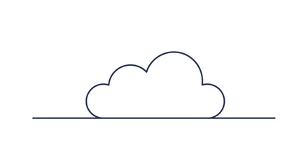 Simple line drawing of a fluffy cloud floating above a horizon line.