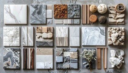 Assorted interior design material swatches