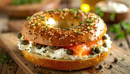 Bagel with lox and cream cheese