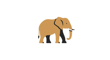 A stylized illustration of a light brown elephant standing against a plain white background.