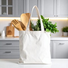 Bag of greens/woodens in modern kitchen
