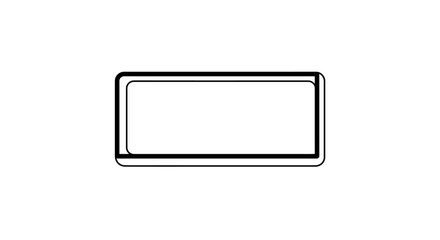 Fototapeta premium A simple, minimalist illustration of a rectangular shape with rounded corners and a black outline on a white background.