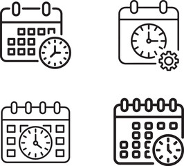 Fototapeta premium Set of four calendar and clock icons representing time management and scheduling