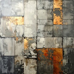 Abstract wall art gray, white & orange