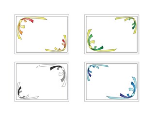 Fototapeta premium 和風フレームセット紙りぼん