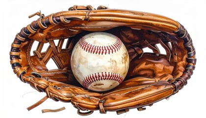 Baseball glove with ball inside