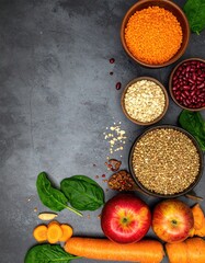 Assorted grains, beans & produce
